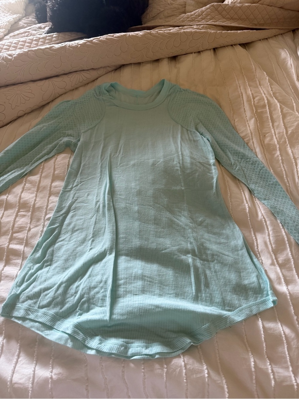 lululemon athletica Long Sleeve Waffle Knit Top in Light Aqua